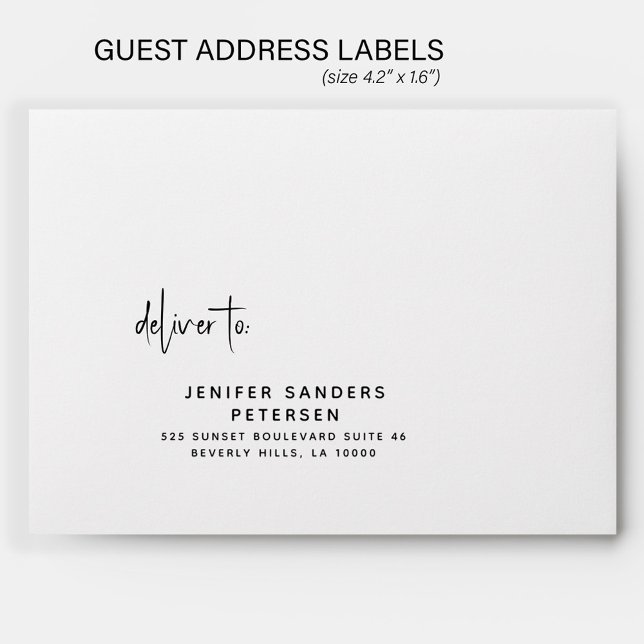 Modern simple wedding 24 guest address labels (Custom envelope can be purchased separately)
