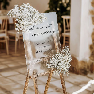 Modern Simple Wedding Elegant Calligraphy Welcome Acrylic Sign