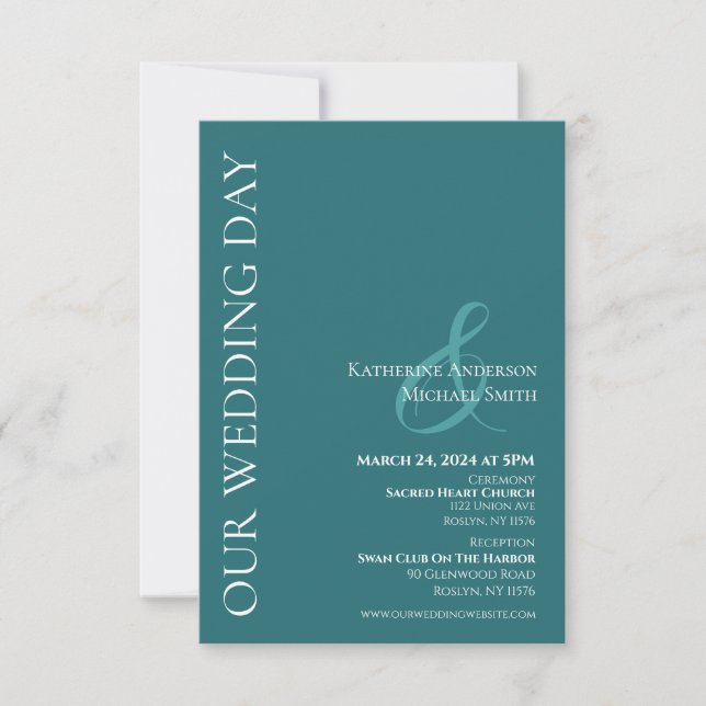 Modern Simple Wedding-Emerald Green- Invitation (Front)