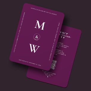 Modern Simple Wedding Monogram Luxury Purple Save The Date