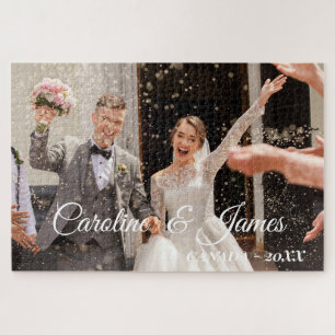 Modern Simple wedding Photo Jigsaw Puzzle