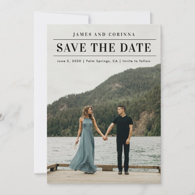 Modern Simple Wedding Photo Save The Date (Front)