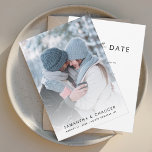 Modern Simple Wedding Photo Save The Date<br><div class="desc">Elegant modern photo wedding save the date card. The card features a modern "Save the Date",  that can be changed to a font type of your choice that are available here when you click the "Personalise" button.</div>