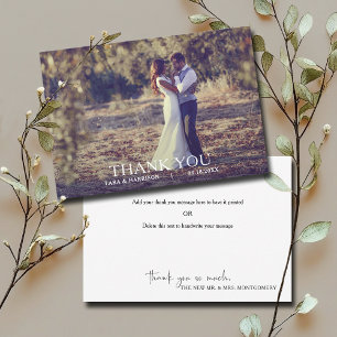 Modern Simple Wedding Photo Thank You Card