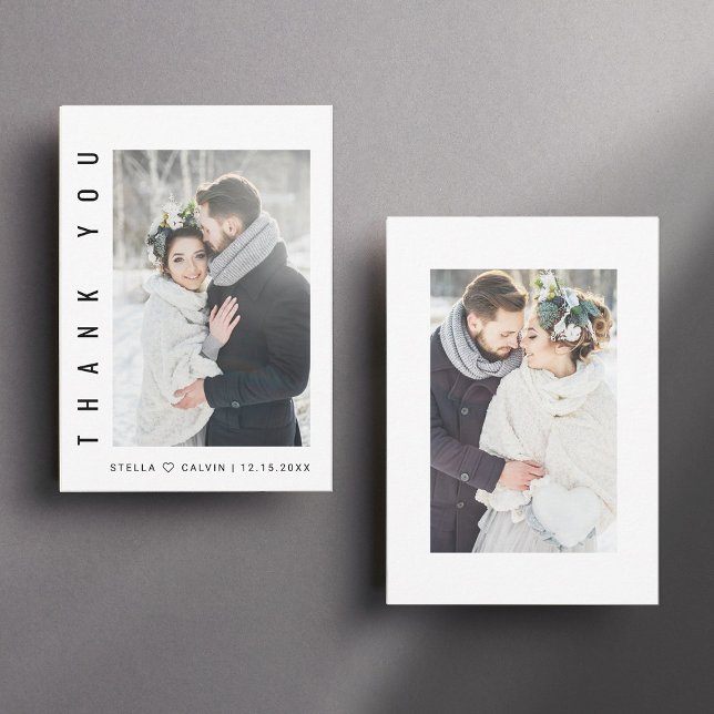 Modern Simple Wedding Photo Thank You Card (Front & Back)