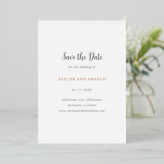 Modern Simple Wedding Save the Date (Standing Front)