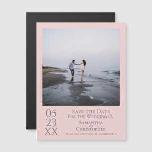 Modern Simple Wedding Save the Date Photo Pink Magnetic Invitation