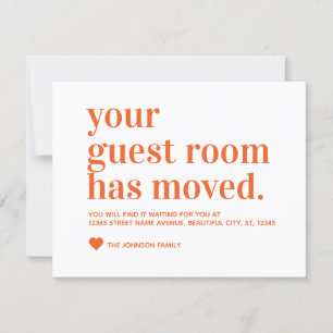 Modern Simple We've Moved Guest Room Moving Orange Announcement