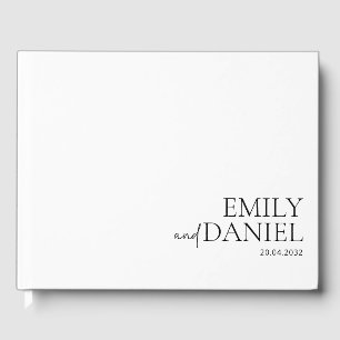 Modern, simple, white and black guest book