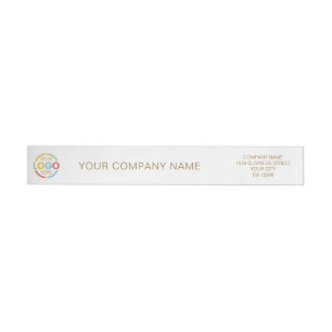 Modern Simple White and Gold Business Logo Branded Wrap Around Label