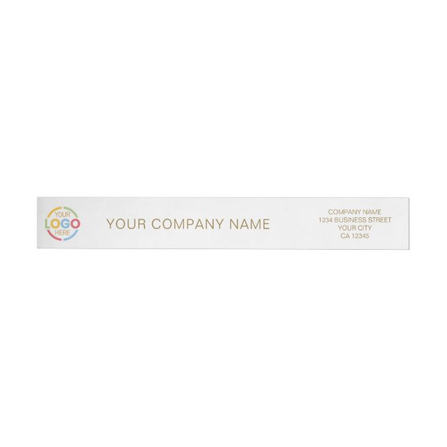 Modern Simple White and Gold Business Logo Branded Wrap Around Label (Individual)