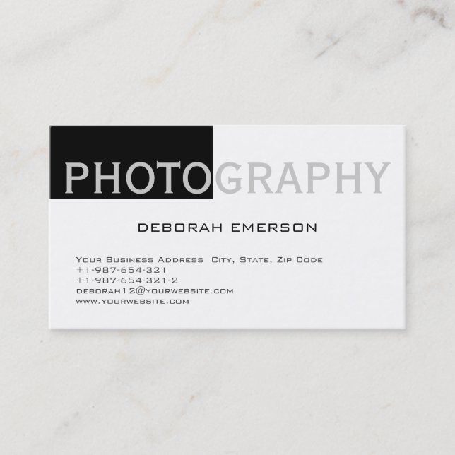 Modern Simple White Black Standard Business Card (Front)