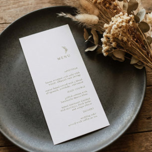 Modern Simple White Gold Olive Branch Wedding Menu