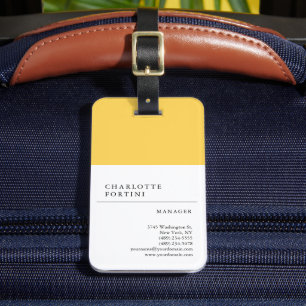 Modern Simple White Gold Yellow Colour Minimalist Luggage Tag