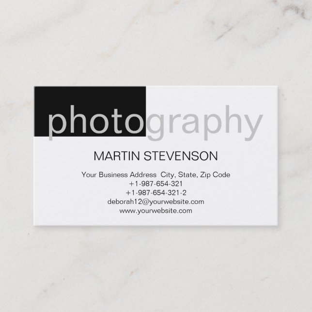 Modern Simple White Grey Black Business Card (Front)