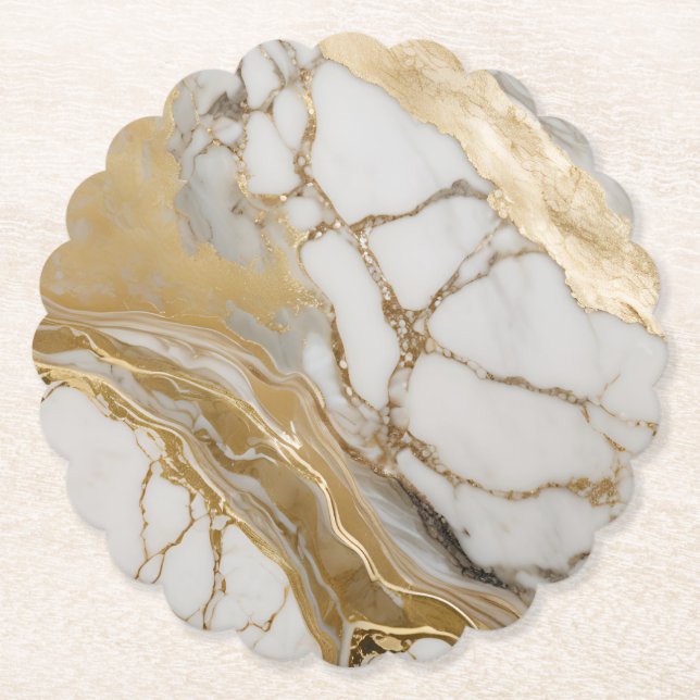 Modern Simple White Marble Rustic Paper Coaster (Front)