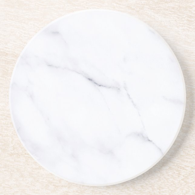 Modern Simple White Marble Rustic Paper Coaster (Front)