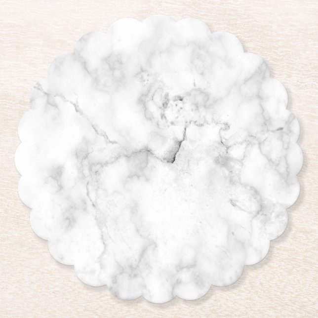 Modern Simple White Marble Rustic Paper Coaster (Front)