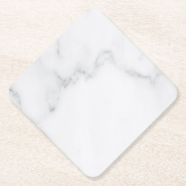 Modern Simple White Marble Rustic Paper Coaster (Front)