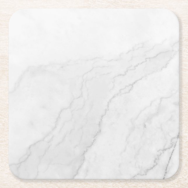 Modern Simple White Marble Rustic Paper Coaster (Front)