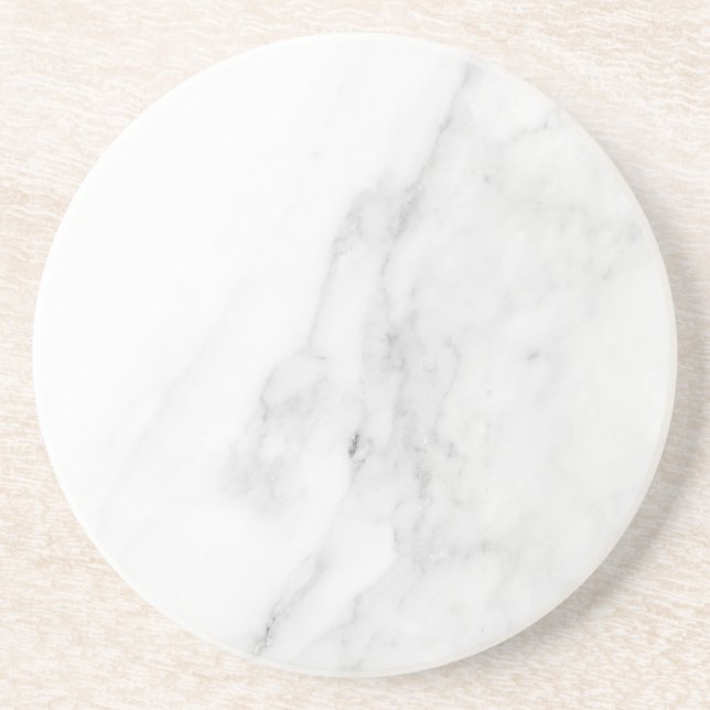 Modern Simple White Marble Rustic Paper Coaster (Front)