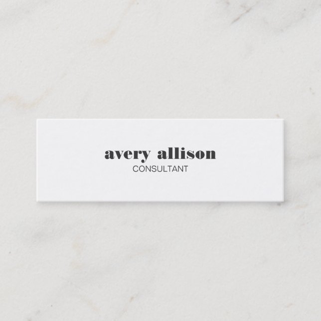 Modern Simple White Professional Stylish Mini Business Card (Front)