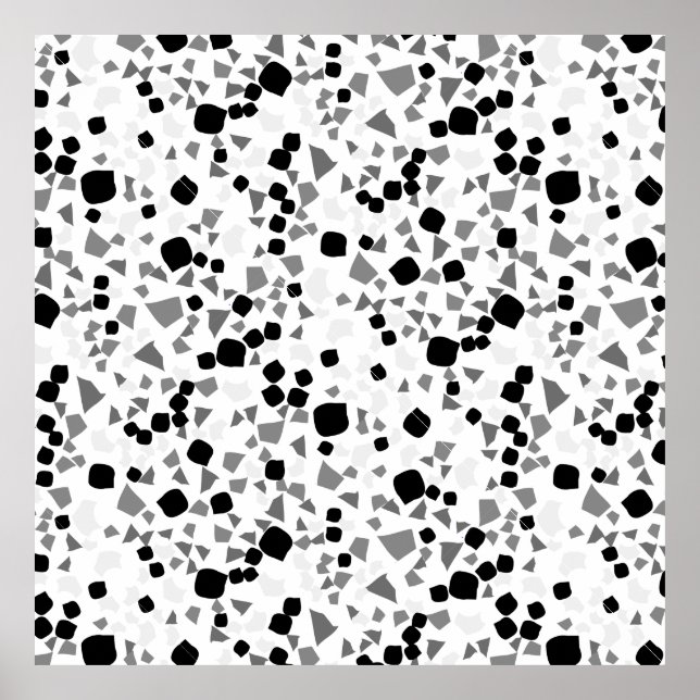 Modern Simple White Terrazzo Black Poster (Front)