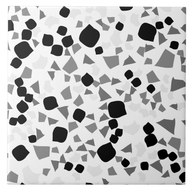 Modern Simple White Terrazzo Black Tile (Front)
