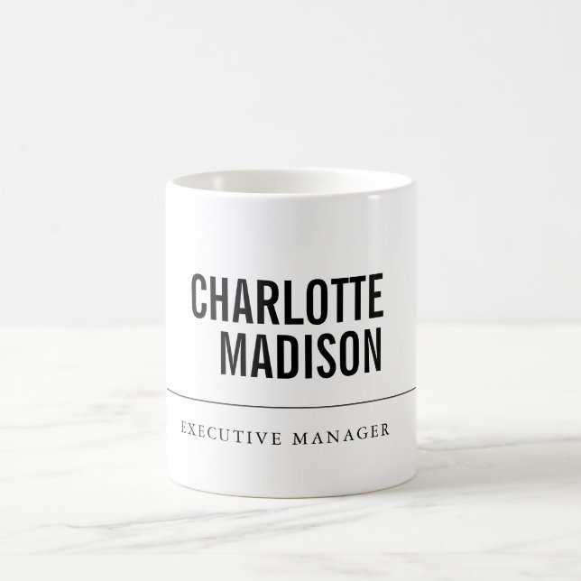 Modern Simple White Trendy Minimalist Plain  Coffee Mug (Center)