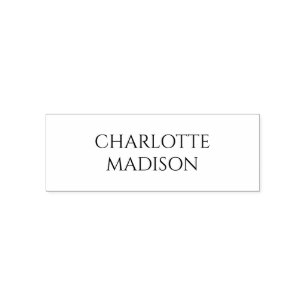 Modern Simple White Trendy Minimalist Plain Name Self-inking Stamp