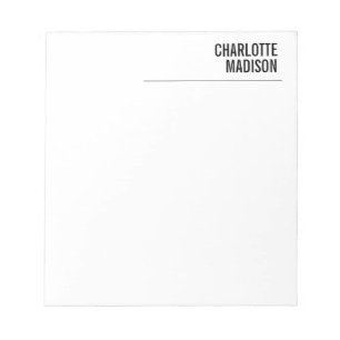 Modern Simple White Trendy Minimalist Plain  Notepad