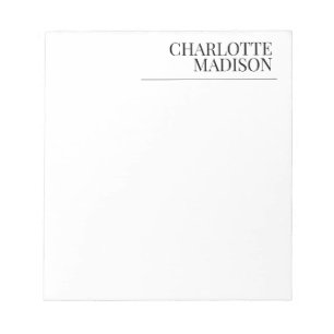 Modern Simple White Trendy Minimalist Plain  Notepad