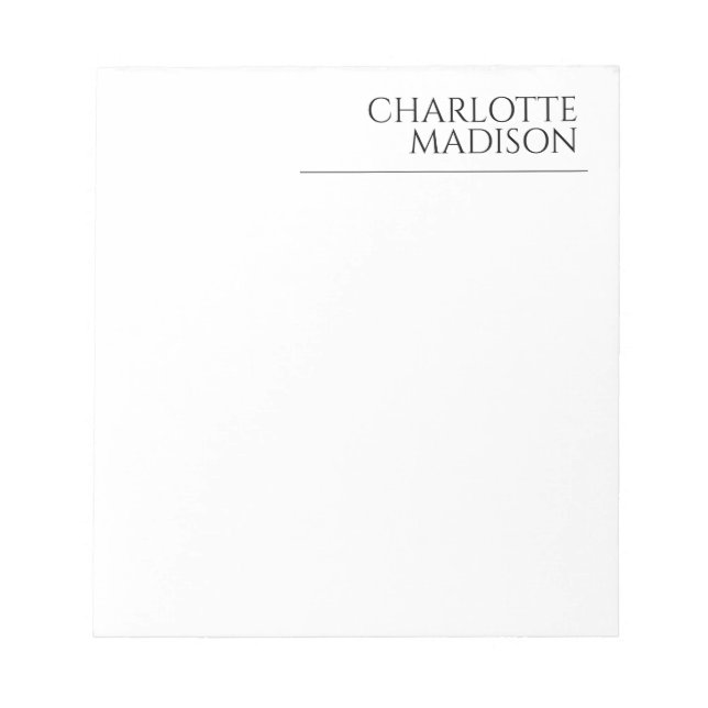Modern Simple White Trendy Minimalist Plain  Notepad (Front)
