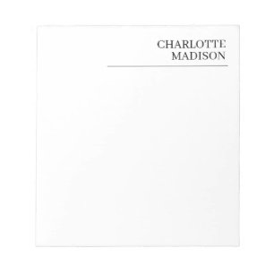 Modern Simple White Trendy Minimalist Plain  Notepad