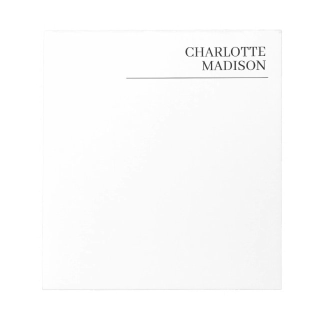 Modern Simple White Trendy Minimalist Plain  Notepad (Front)