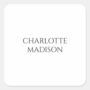 Modern Simple White Trendy Minimalist Plain Square Sticker