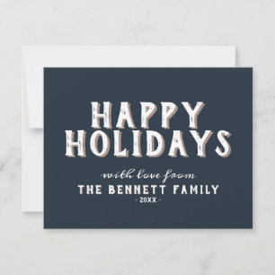 Modern Simple White Typography Happy Holidays Card