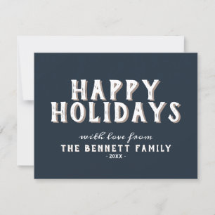 Modern Simple White Typography Happy Holidays Card