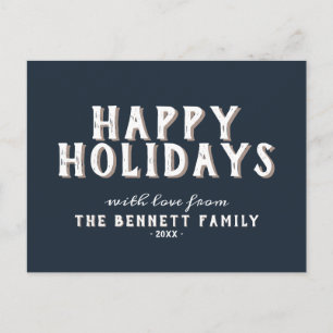 Modern Simple White Typography Happy Holidays Postcard