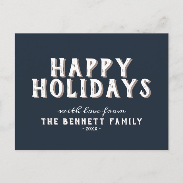 Modern Simple White Typography Happy Holidays Postcard (Front)