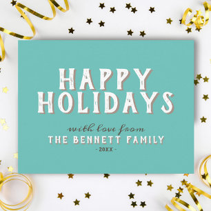 Modern Simple White Typography Happy Holidays Postcard