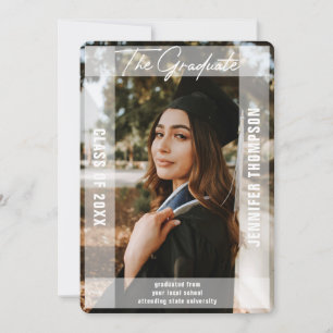 Modern Simple White Vellum Photo Graduation Announcement