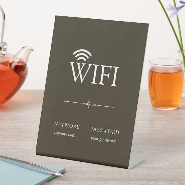 Modern Simple WiFi Network Password Sign Brown (In SItu)