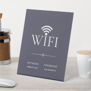 Modern Simple WiFi Network Password Sign Dark Grey