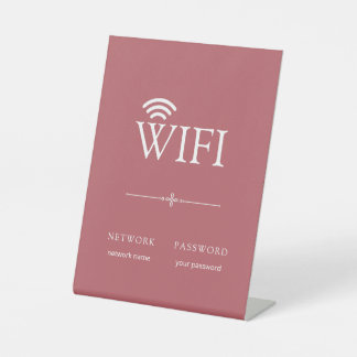 Modern Simple WiFi Network Password Sign Dusty Red