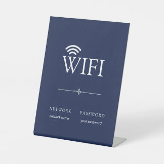 Modern Simple WiFi Network Password Sign Navy Blue