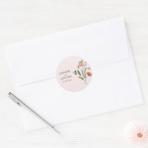 Modern Simple Wildflower Floral Wedding Classic Round Sticker