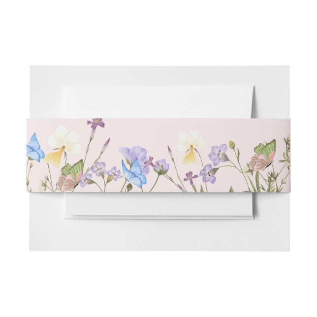 Modern Simple Wildflower Floral Wedding Invitation Belly Band (Front Example)