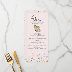 Modern Simple Wildflower Floral Wedding Menu