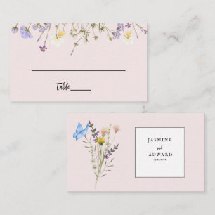 Modern Simple Wildflower Floral Wedding Place Card